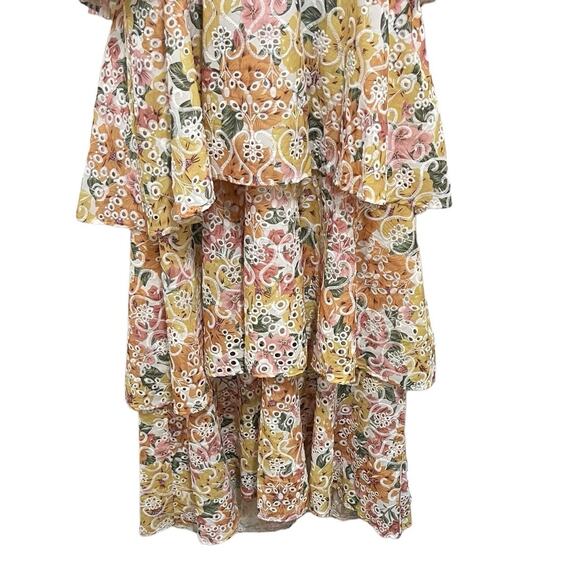 En Saison Presley Midi Dress Tiered Skirt Floral Embroidered M Ruffle Cottage - Picture 11 of 11